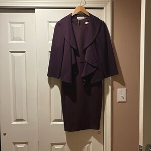 Deep purple dress with jacket.